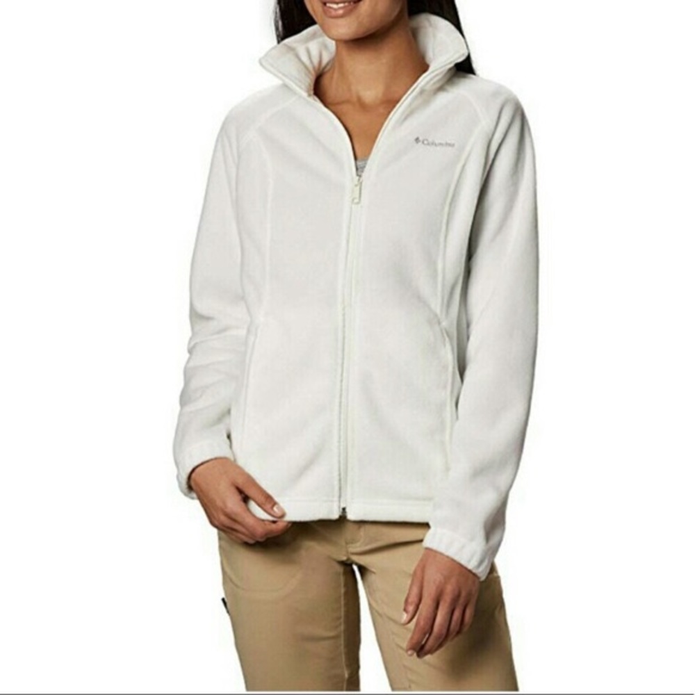 Columbia white zip up fleece jacket